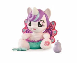 Size: 3392x2783 | Tagged: dead source, safe, princess flurry heart, spoiler:s06, baby, baby bottle, female, irl, my little pony logo, open mouth, photo, solo, toy