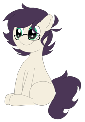 Size: 1400x2000 | Tagged: safe, artist:minus, derpibooru exclusive, derpibooru import, oc, oc only, earth pony, pony, 2021 community collab, colored, colt, cute, derpibooru community collaboration, digital art, foal, glasses, green eyes, happy, male, simple background, sitting, smiling, solo, transparent background, vector