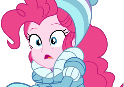 Size: 4509x3178 | Tagged: safe, artist:sketchmcreations, derpibooru import, pinkie pie, better together, equestria girls, holidays unwrapped, clothes, female, frown, gloves, hat, horrified, jacket, mittens, open mouth, reaching out, saving pinkie's pie, simple background, toque, transparent background, vector, winter outfit