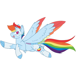 Size: 1200x1200 | Tagged: safe, artist:britebuck, derpibooru import, rainbow dash, pegasus, pony, colored wings, colored wingtips, redesign, simple background, solo, transparent background, wings