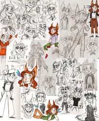 Size: 882x1080 | Tagged: safe, artist:varenikc, derpibooru import, oc, oc only, pony, clothes, female, freckles, goggles, humanoid, mare, sketch, sketch dump, smiling, solo, sunglasses, traditional art