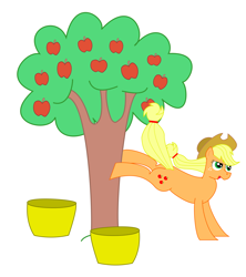 Size: 1600x1800 | Tagged: safe, artist:nate5700, derpibooru import, applejack, earth pony, pony, apple, applebucking, food, simple background, solo, tree, white background