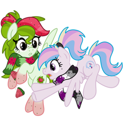 Size: 4063x4096 | Tagged: safe, artist:sjart117, derpibooru import, oc, oc only, oc:orient duetta wonder, oc:watermelana, pegasus, pony, 2021 community collab, asexual, asexual pride flag, clothes, clumsy, derpibooru community collaboration, female, flying, food, freckles, fruit, gradient hooves, hoof hold, mare, melon, ponytail, pride, pride flag, scarf, simple background, spread wings, transparent background, watermelon, wings