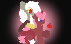 Size: 4000x2500 | Tagged: safe, artist:moonydusk, derpibooru import, discord, eris, oc, oc:rose tint, draconequus, pony, unicorn, fanfic:that time i got reincarnated as a pony, apple, duo, food, rule 63