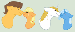 Size: 1490x642 | Tagged: safe, artist:jadethepegasus, derpibooru import, applejack, caramel, prince blueblood, trixie, earth pony, pony, bluetrix, carajack, female, male, shipping, straight