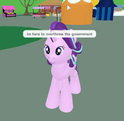 Size: 662x647 | Tagged: safe, derpibooru import, starlight glimmer, pony, unicorn, 3d, dialogue, female, mare, roblox, solo, speech bubble