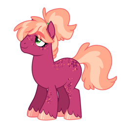Size: 1024x1024 | Tagged: safe, artist:marty-draws, artist:polymercorgi, derpibooru import, oc, oc only, earth pony, pony, base used, blank flank, body freckles, eyebrows visible through hair, female, freckles, hoof polish, mare, offspring, parent:big macintosh, parent:cheerilee, parents:cheerimac, simple background, transparent background, unnamed oc, unshorn fetlocks