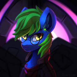 Size: 1500x1500 | Tagged: safe, artist:freak-side, derpibooru import, oc, oc:arcane gears, earth pony, pony, cyberpunk, solo