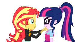 Size: 1921x1081 | Tagged: safe, artist:jcpreactyt, derpibooru import, sci-twi, sunset shimmer, twilight sparkle, human, better together, equestria girls, equestria girls (movie), clothes, couple, female, lesbian, relationship, school uniform, schoolgirl, scitwishimmer, shipping, simple background, sunsetsparkle, together forever, transparent background