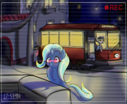 Size: 1858x1531 | Tagged: safe, alternate version, artist:mistleinn, derpibooru import, trixie, pony, unicorn, camera shot, female, mare, tram