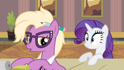 Size: 1920x1080 | Tagged: safe, derpibooru import, screencap, grace manewitz, rarity, earth pony, pony, unicorn, rarity takes manehattan, female, glasses, mare