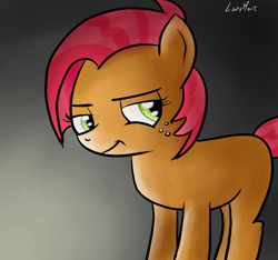 Size: 854x801 | Tagged: safe, artist:lazymort, derpibooru import, babs seed, pony, smiling, smirk, solo