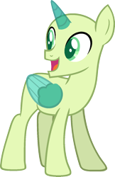 Size: 856x1319 | Tagged: safe, artist:pegasski, derpibooru import, oc, oc only, alicorn, pony, uprooted, alicorn oc, bald, base, horn, looking back, male, open mouth, simple background, smiling, solo, stallion, transparent background, two toned wings, wings