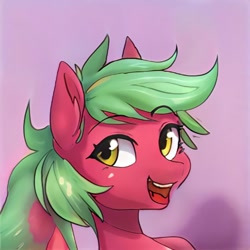 Size: 1024x1024 | Tagged: safe, artist:thisponydoesnotexist, derpibooru import, pony, happy, neural network, open mouth, ponytail, smiling