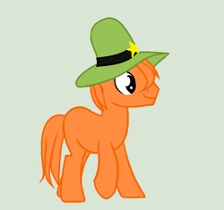 Size: 722x679 | Tagged: safe, artist:moonlight136866draws, derpibooru import, pony, blank flank, hat, orange fur, orange mane, ponified, simple background, solo, wander (wander over yonder), wander over yonder