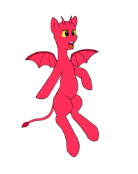 Size: 1191x1494 | Tagged: safe, artist:alviniscute, derpibooru import, oc, oc:demon steel, demon, demon pony, original species, bat wings, evil laugh, furless, laughing, simple background, smug, solo, transparent background, wings