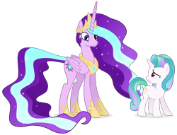 Size: 9083x6927 | Tagged: safe, artist:cirillaq, derpibooru import, princess celestia, starlight glimmer, alicorn, pony, unicorn, palette swap, recolor, simple background, transparent background, vector