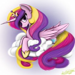Size: 4000x4000 | Tagged: safe, artist:ser-p, derpibooru import, princess cadance, alicorn, pony, absurd resolution, cloud, cute, looking at you, smiling, smiling at you, solo