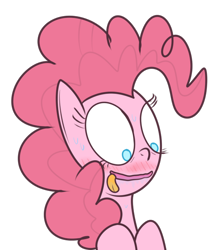 Size: 536x616 | Tagged: safe, artist:mr-degration, derpibooru import, pinkie pie, earth pony, pony, blushing, female, simple background, solo, sweat, tongue out, transparent background