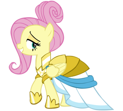 Size: 8700x7800 | Tagged: safe, artist:laszlvfx, derpibooru import, fluttershy, pegasus, pony, fake it 'til you make it, absurd resolution, clothes, dress, female, mare, simple background, solo, transparent background, vector, warrior of inner strength, warriorshy