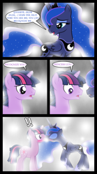 Size: 1280x2300 | Tagged: safe, artist:bigsnusnu, derpibooru import, dusk shine, princess luna, twilight sparkle, alicorn, pony, comic:dusk shine in pursuit of happiness, blushing, half r63 shipping, kissing, rule 63, shipping