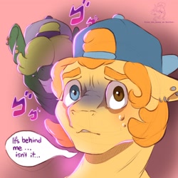 Size: 2048x2048 | Tagged: safe, artist:rosethebunny, derpibooru import, oc, oc:trucker, backwards hat, ear piercing, jojo's bizarre adventure, menacing, old design, piercing