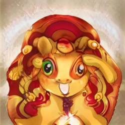 Size: 1024x1024 | Tagged: safe, artist:thisponydoesnotexist, derpibooru import, creepy, heterochromia, machine learning abomination, neural network, nightmare fuel, not sunset shimmer, wat