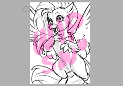 Size: 840x591 | Tagged: safe, artist:silentwolf-oficial, derpibooru import, silverstream, classical hippogriff, hippogriff, female, lineart, open mouth, smiling, solo, wip