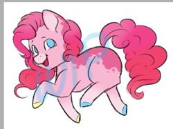 Size: 769x574 | Tagged: safe, artist:silentwolf-oficial, derpibooru import, pinkie pie, earth pony, pony, colored hooves, female, mare, open mouth, smiling, solo