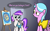 Size: 1280x799 | Tagged: safe, artist:petirep, oc, oc only, oc:blank canvas, oc:mane event, pegasus, pony, unicorn, ask bronycon ponies 2013, bronycon, bronycon 2013, bronycon mascots, dialogue, easel, female, gradient background, mare, paintbrush, painting, pegasus oc, speech bubble, unicorn oc, vest, window