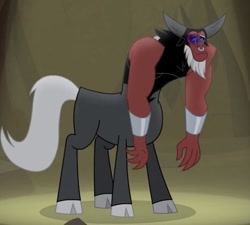 Size: 467x421 | Tagged: safe, derpibooru import, edit, edited screencap, screencap, lord tirek, centaur, frenemies (episode), 1000 hours in ms paint, abuse, abuse edit, background pony strikes again, black eye, crying, male, nose piercing, nose ring, piercing, solo, tirekabuse