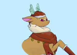 Size: 2100x1500 | Tagged: safe, alternate version, artist:hemlock conium, derpibooru import, cashmere (tfh), deer, reindeer, them's fightin' herds, bust, christmas, cloths, community related, female, festive, holiday, portrait, solo