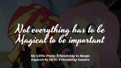 Size: 1920x1080 | Tagged: safe, derpibooru import, edit, edited screencap, editor:quoterific, screencap, fluttershy, sunset shimmer, equestria girls, friendship games