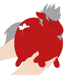 Size: 2200x2200 | Tagged: safe, artist:juani236, derpibooru import, oc, oc:cloud weaver, pegasus, pony, chunk, cute, holding a pony, pegasus oc, solo, wings