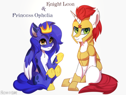 Size: 2000x1500 | Tagged: safe, artist:freak-side, derpibooru import, oc, pegasus, pony, unicorn, armor, clothes, crown, jewelry, knight, princess, regalia, solo, suit