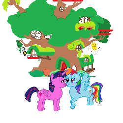 Size: 250x250 | Tagged: safe, artist:nate5700, derpibooru import, rainbow dash, twilight sparkle, twilight sparkle (alicorn), alicorn, pegasus, pony, 1000 hours in ms paint, female, golden oaks library, lesbian, pixel art, shipping, simple background, twidash, white background