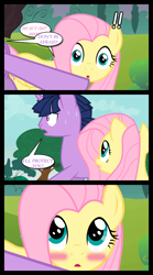 Size: 1280x2300 | Tagged: safe, artist:bigsnusnu, derpibooru import, dusk shine, fluttershy, twilight sparkle, pegasus, pony, comic:dusk shine in pursuit of happiness, blushing, comic, duskshy, female, half r63 shipping, male, rule 63, shipping, straight, sweat, twishy