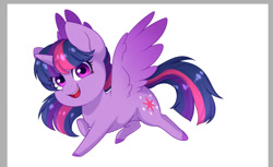 Size: 872x534 | Tagged: safe, artist:silentwolf-oficial, derpibooru import, twilight sparkle, twilight sparkle (alicorn), alicorn, pony, chibi, female, mare, raised hoof, simple background, smiling, solo, white background