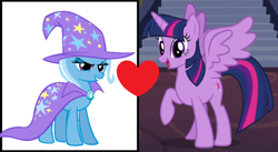 Size: 970x533 | Tagged: safe, derpibooru import, trixie, twilight sparkle, twilight sparkle (alicorn), alicorn, female, lesbian, shipping, shipping domino, twixie