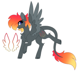 Size: 5644x5146 | Tagged: safe, artist:crazysketch101, derpibooru import, pegasus, pony, cutie mark, female, gradient mane, gradient tail, mare, raised hoof, simple background, smiling, solo, spread wings, transparent background