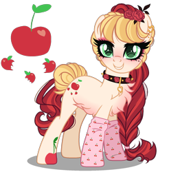 Size: 1500x1524 | Tagged: safe, artist:gihhbloonde, derpibooru import, oc, earth pony, pony, clothes, female, magical lesbian spawn, mare, offspring, parent:applejack, parent:cherry jubilee, parents:cherryjack, simple background, socks, solo, transparent background