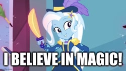 Size: 640x360 | Tagged: safe, derpibooru import, edit, edited screencap, screencap, trixie, better together, equestria girls, street magic with trixie, caption, cute, diatrixes, image macro, text