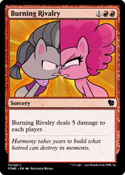 Size: 375x523 | Tagged: safe, derpibooru import, edit, octavio pie, pinkie pie, earth pony, pony, my little pony: pony life, pie vs. pie, spoiler:pony life s01e39, ccg, magic the gathering, sibling rivalry, trading card, trading card edit