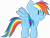 Size: 8695x6556 | Tagged: safe, artist:isaac_pony, derpibooru import, rainbow dash, pegasus, pony, cute, female, food, horns, kibiy pony, mare, show accurate, simple background, smiling, solo, spread wings, standing, transparent background, vector, wings