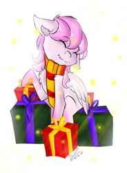 Size: 1280x1741 | Tagged: safe, artist:yuris, derpibooru import, oc, oc only, pegasus, pony, christmas, holiday, simple background, solo, white background