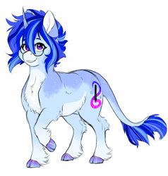 Size: 1921x2015 | Tagged: safe, artist:silentwolf-oficial, derpibooru import, oc, oc only, oc:silent wolf, classical unicorn, pony, unicorn, chest fluff, cloven hooves, elbow fluff, female, glasses, hock fluff, horn, leonine tail, looking at you, mare, raised hoof, round glasses, simple background, smiling, smiling at you, solo, unicorn oc, unshorn fetlocks, white background