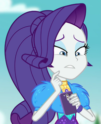 Size: 505x620 | Tagged: safe, derpibooru import, screencap, rarity, better together, equestria girls, lost and pound, cropped, phone, solo