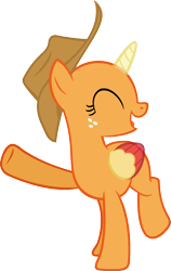 Size: 985x1558 | Tagged: safe, artist:pegasski, derpibooru import, oc, oc only, alicorn, pony, non-compete clause, alicorn oc, bald, base, eyelashes, eyes closed, freckles, hat, horn, looking back, open mouth, raised hoof, simple background, smiling, solo, transparent background, two toned wings, wings