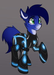 Size: 611x839 | Tagged: safe, artist:pony-butt-express, oc, oc only, earth pony, pony, clothes, coat markings, female, gray background, mare, simple background, solo