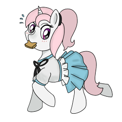 Size: 748x748 | Tagged: safe, artist:nine the divine, derpibooru import, oc, oc only, oc:candy blossom, pony, unicorn, clothes, school uniform, simple background, solo, transparent background